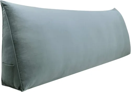 Vista 21 de Johnear Almohada triangular para cabecero, almohada de cuña de algodón y lino, almohada grande para respaldo de lectura para sofá y cama, soporte