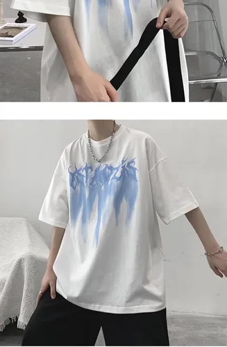 Vista 5 de CYee Y2K - Camiseta punk de manga corta de gran tamaño para hombre, hip-hop, sudadera gótica Harajuku Streetwear