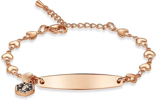Vista 43 de mnmoom Pulseras de alerta médica para mujeres 6.5-8 pulgadas ajustables corazón links pulseras médicas con grabado