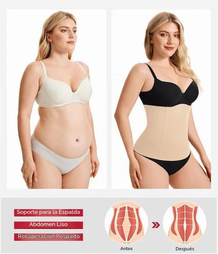 Vista 4 de Nebility Entrenador de cintura para mujer, con control de abdomen Beige sin gancho