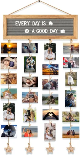 Vista 9 de CJIAWYS - Juego de marcos de fotos para decoración de pared de collage, marco de fotos para exhibición de fotos colgantes, tablero de letras
