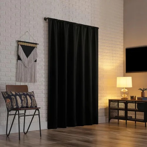 Vista 2 de [Usado] Sun Zero Bergen - Panel de cortina 100% opaco con orificios para el cortinero, calidad de teatro, nivel extremo de bloqueo de luz, 40 x 63