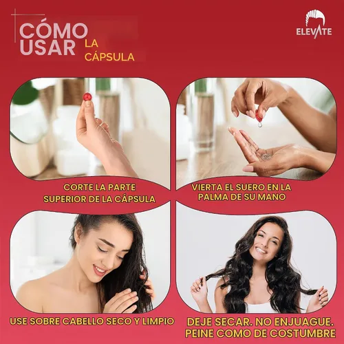 Vista 4 de Elevate Cápsulas de aceite de suero para tratamiento capilar, fórmula acondicionadora e hidratante con aceites de argán y jojoba, vitaminas A, C, E