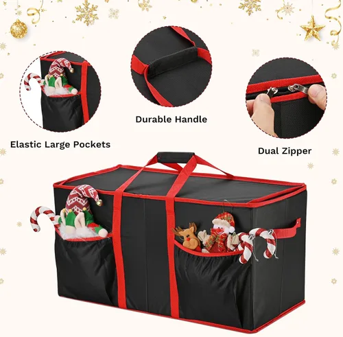 Vista 3 de Caja de almacenamiento de adornos de Navidad, organizador de almacenamiento de adornos para 128 bolas de adorno de 3 pulgadas, 8 bandejas extraíbles