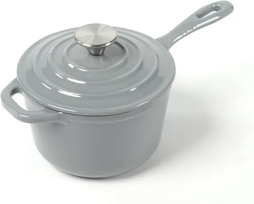 Vista 7 de HAWOK Mini cacerola de hierro fundido de 1 cuarto de galón, 5.5 pulgadas con tapa, pre-sazonada