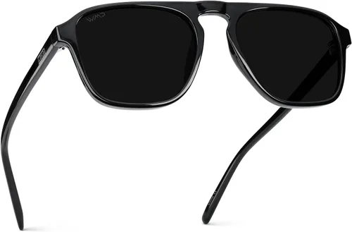 Vista 15 de wearme Pro - Lentes de sol polarizados, estilo aviador moderno, con un puente, cuadrados, para hombre Lente tintada negra/roja