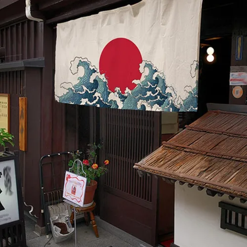 Vista 8 de Konsilsa Cortina japonesa Noren, letrero de restaurante japonés de sushi, decoración de puerta, cortina para restaurante, sushi, decoración