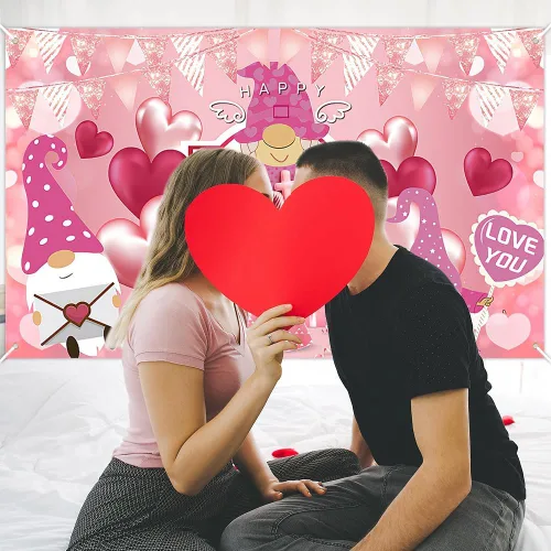 Vista 5 de Telón de fondo para fotografía del día de San Valentín, telón de fondo de pancarta de feliz día de San Valentín, suministros de fiesta con diseño