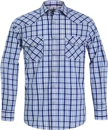 Vista 20 de Men's Western Cowboy Shirts-Long Sleeve Snap Button Plaid Shirt, Regular Fit Cotton Casual Shirt