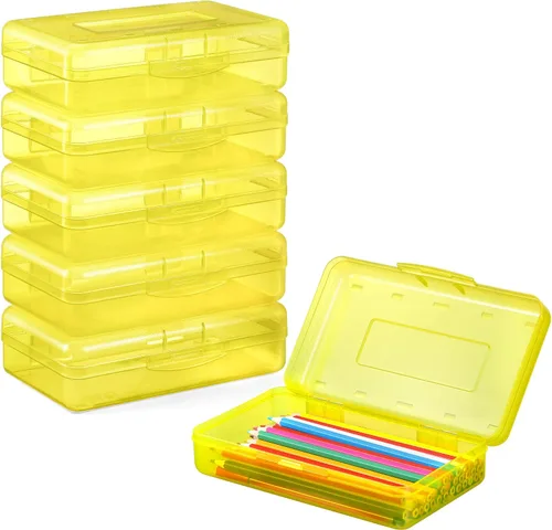 Vista 10 de Sooez Paquete de 3 estuches para lápices, caja de lápices dura grande a granel, caja de lápices transparente, organizador de rotuladores, contenedor