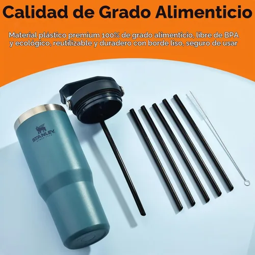 Vista 6 de ALINK Pajitas de repuesto para vaso Stanley IceFlow de 30 onzas, paquete de 6 popotes reutilizables de plástico negro compatibles con vaso IceFlow