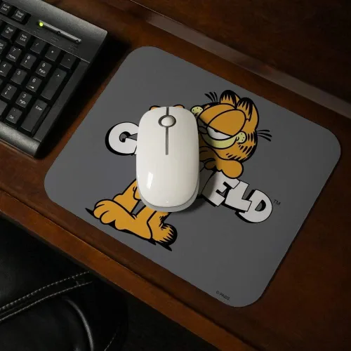 Vista 2 de Garfield - Alfombrilla de mouse de goma fina de perfil bajo con logotipo
