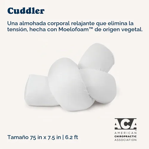 Vista 3 de Bearaby Almohada corporal - Almohadas de cuerpo completo para adultos, almohada de embarazo - Hecha de espuma de goma natural y algodón orgánico