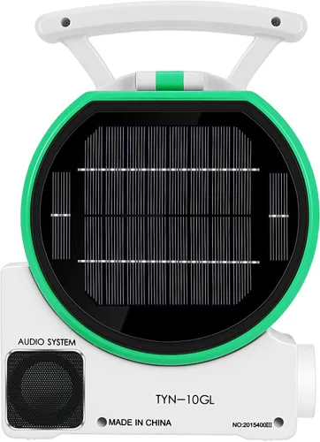 Vista 7 de Ventilador solar multifunción, ventilador eléctrico de camping al aire libre de 4000 mAh con panel solar, MP3/lámpara de mesa/antorcha/función