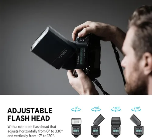 Vista 7 de Godox TT520III TT520 III Flash de cámara, flash universal de zapata caliente, flash manual GN33 con transmisor inalámbrico RT-16, compatible