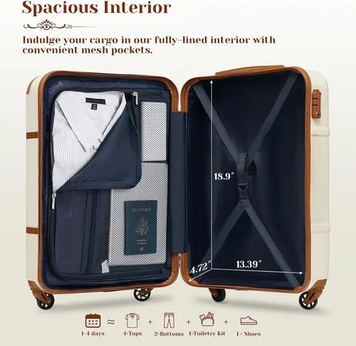 Vista 5 de Coolife Juego de equipaje de 3 piezas Maleta de equipaje de mano PC Hardside Equipaje TSA Lock Spinner Ruedas Manija telescópica, Negro