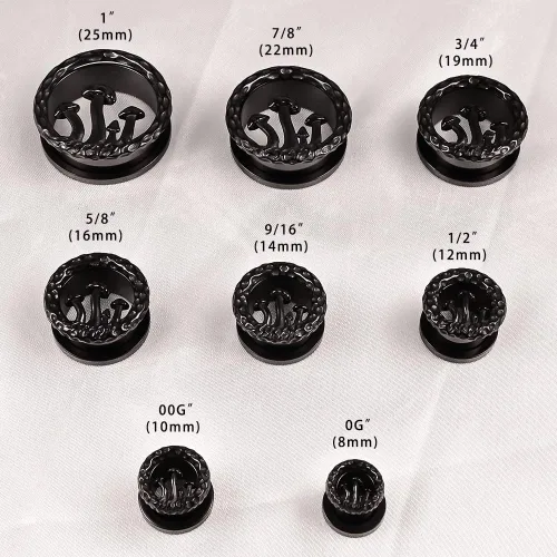 Vista 5 de DOEARKO 2 unidades de dilatadores de oreja de acero inoxidable con forma de hongo fresco túneles expansor de oreja dilatador de oído piercing
