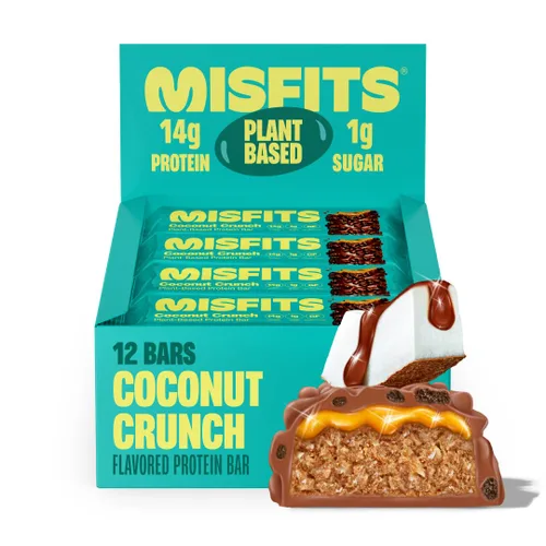 Vista 13 de Misfits Barras de proteína vegana – Pan de plátano Barras nutricionales – 0.49 oz de proteína, 0.04 oz de azúcar, a base de plantas, bajas