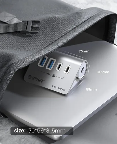 Vista 7 de ORICO Hub USB 3.2 de escritorio de 4 puertos, divisor de aluminio USB