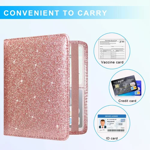 Vista 3 de ACdream - Portatarjetas de vacunación, de cuero sintético, 4 x 3, protector de registro de vacunación CDC, billetera, resistente al agua, funda