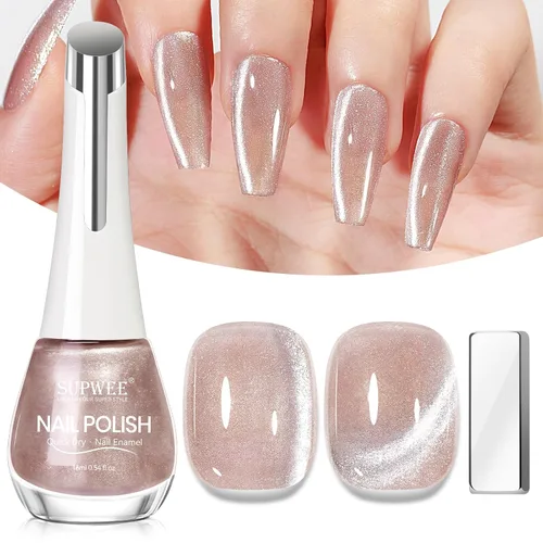 Vista 11 de Esmalte de uñas de ojo de gato con perla de sirena, secado rápido, esmalte de uñas magnético sin gel con imán, esmalte de uñas de ojo de gato