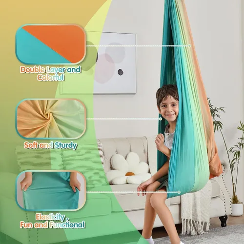 Vista 6 de Columpio Sensorial, Columpio Sensorial para Interior y Exterior para Niños y Adultos, Columpio de Abrazo de Doble Capa para Terapia para Niños