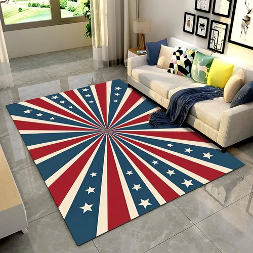 Vista 13 de Alfombra moderna y contemporánea con bandera estadounidense para interiores, 3 x 4 pies, alfombra antideslizante con temática de camuflaje verde