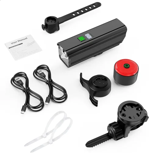 Vista 9 de Bike Light for Night Riding, 2000LM/1000LM Bicycle Headlight & Taillight, Multiple Modes,3000mAh/2000mAh USB C Rechargeable Waterproof LED Bright
