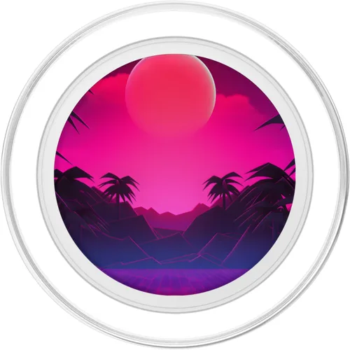 Vista 2 de Retrowave Sunset 80s Vaporwave Synthwave PopSockets MagSafe PopGrip for iPhone