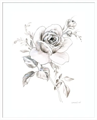 Vista 12 de Amanti Art Impresión artística enmarcada para pared, 21 x 17 pulgadas, cuaderno de bocetos Garden IX BW por Danhui Nai, arte de pared de flores
