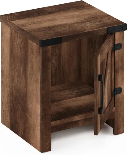 Vista 23 de Furinno Dario - Mesa auxiliar / estante de almacenamiento de noche con cajón de contenedor, pino ámbar/negro, 1 paquete, contenedor superior