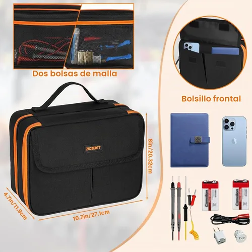 Vista 4 de Estuche de transporte compatible con Klein Tools ET310 buscador de disyuntores de CA, toma GFCI y kit de prueba eléctrica, kit de herramientas