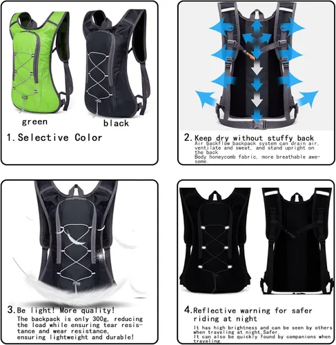 Vista 4 de Mochila de hidratación, mochila de hidratación - Mochila de agua con vejiga de hidratación de 2 litros-La mochila perfecta para deportes al aire