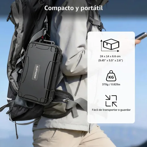 Vista 8 de AMAZEAR Funda rígida impermeable compatible con DJI OSMO Pocket 4P, Pocket4 Pro Creator Combo Accesorios Pequeña Carcasa Rígida Funda de Viaje