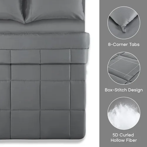 Vista 5 de Sonive Edredón acolchado para todas las estaciones, relleno de edredón alternativo de microfibra suave, esponjosa, transpirable, 7.05 oz/m² con 8