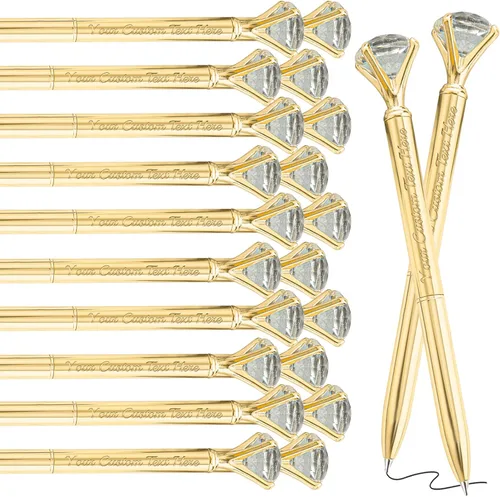 Vista 13 de Bolígrafos de diamante con cristal personalizado con nombre grabado a granel, bolígrafos de metal personalizados, bolígrafos de tinta negra, regalo