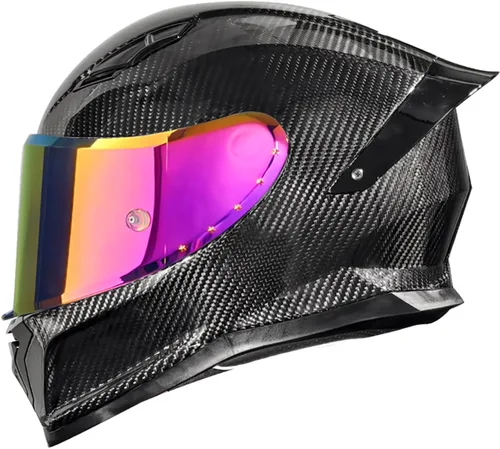 Vista 5 de Casco de motocicleta Aldult de cara completa de fibra de carbono, casco de motocicleta de calle aprobado por DOT, para hombres y mujeres, casco de 13
