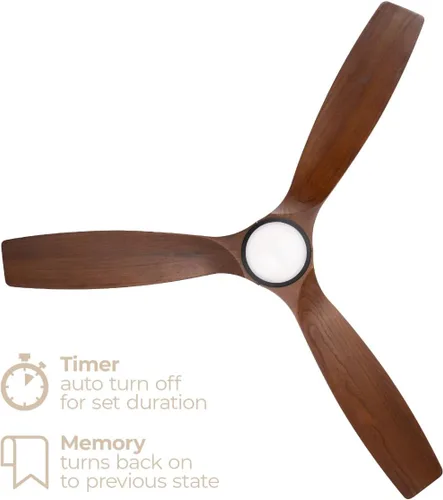 Vista 4 de Madera - Ventilador de techo inteligente de 52 pulgadas y 3 aspas para interiores o exteriores, 2700K-6000K CCT de rango sintonizable, kit de luz