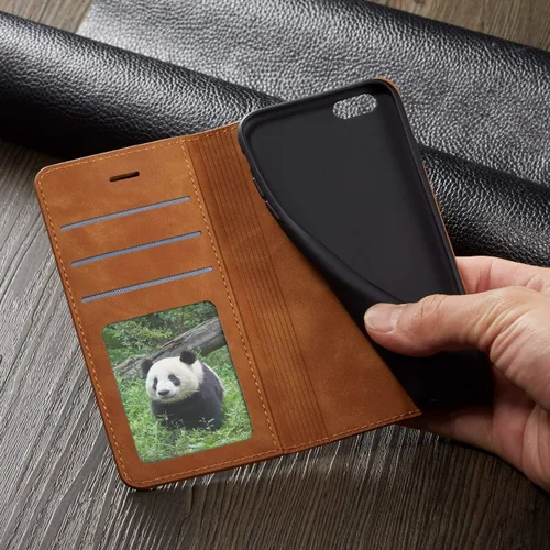 Vista 5 de QLTYPRI para iPhone 6 Plus 6S Plus, Funda de piel sintética premium con amortiguador de TPU con soporte para tarjetas, función de soporte oculta