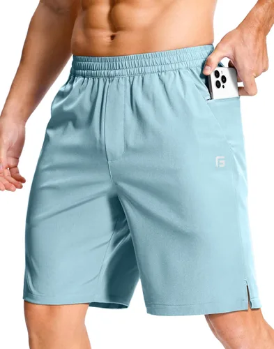 Vista 34 de GGJ Pantalones cortos deportivos ligeros para hombre con 2 bolsillos con cremallera de 7/5/9 pulgadas, pantalones cortos de tenis de secado rápido