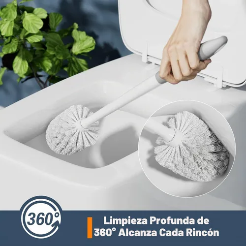 Vista 2 de Holaloha Cepillo de inodoro, paquete de 3 cepillos de inodoro para baño con soporte, accesorios de baño, cepillo de inodoro con 3 cepillos