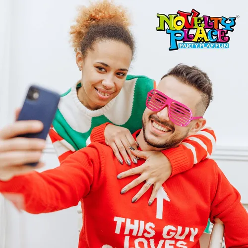 Vista 6 de Novelty Place Paquete de 12 lentes de sol, lentes de sol, lentes de plástico de color neón para niños y adultos, accesorios de fiesta de los años 80