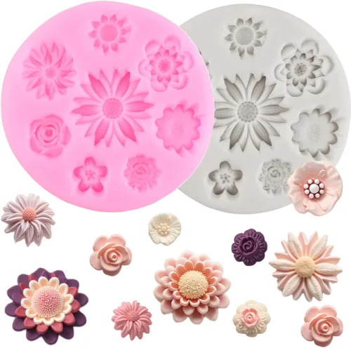 Vista 13 de Moldes de silicona de girasol, molde de fondant de flores para decoración de pasteles, decoración de cupcakes, pasta de caramelo de chocolate, juego