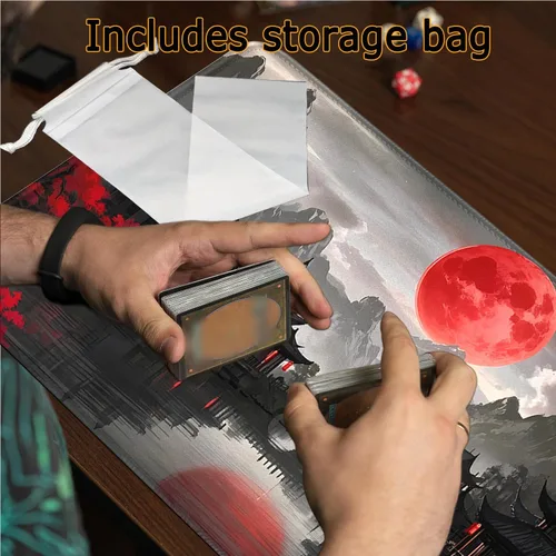 Vista 5 de Tapete de juego MTG de fantasía de luna roja, 24 x 14 pulgadas, bordes cosidos, TCG, tapete de juego para MTG DTCG CCG RPG, juego de cartas