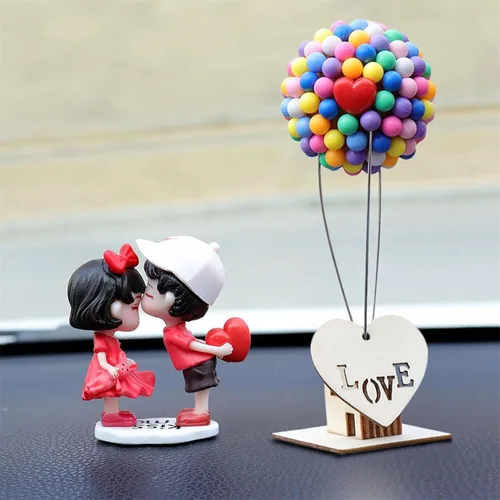 Vista 8 de Adornos lindos para parejas, decoración de automóvil, dibujos animados lindos, figuras de acción para parejas, adorno de globo, decoración de globo