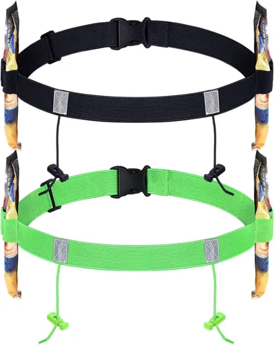 Vista 7 de JOVITEC Cinturón de número de carrera de 2 piezas con 6 bucles de gel para correr, ciclismo, triatlón, maratón
