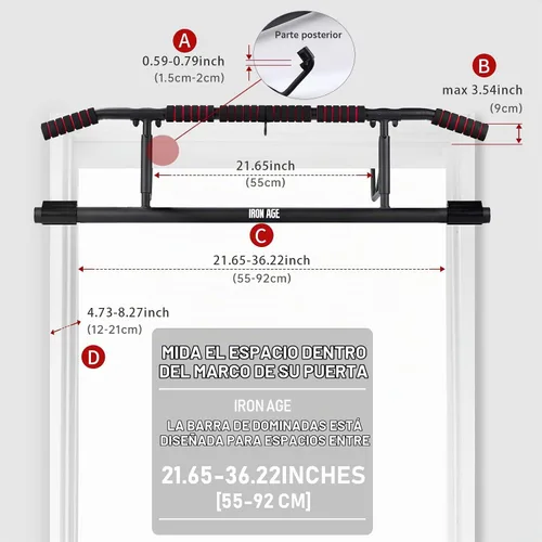 Vista 5 de IRON AGE Pull Up Bar for Doorway : 2025 New Pullup Bar - Industrial Grade Steel, Hang & Go Training, Multi-Grip Horizontal Array