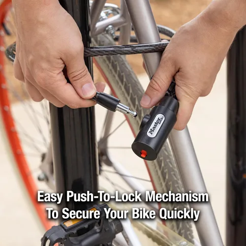 Vista 5 de Master Lock 8364DCC Candado de cable para bicicleta con llave, 1.5 m de largo, Negro