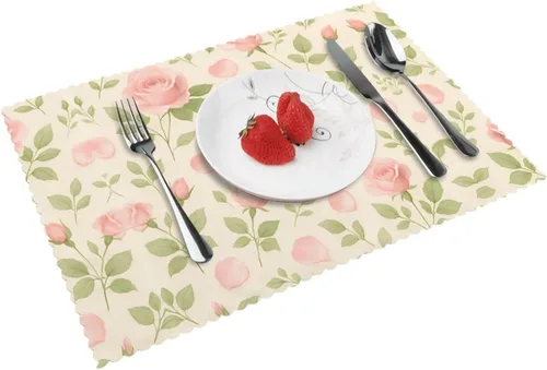 Vista 16 de Rectangular Placemats Set of 4, Heat Resistant Candy Castle Printed Kitchen Dining Table Mats