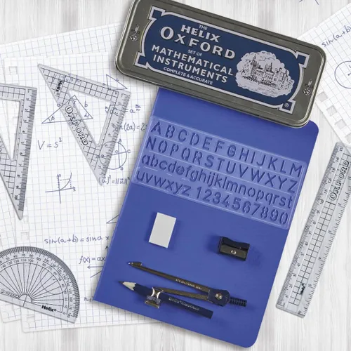 Vista 6 de Helix Oxford Maths Set con lata de almacenamiento